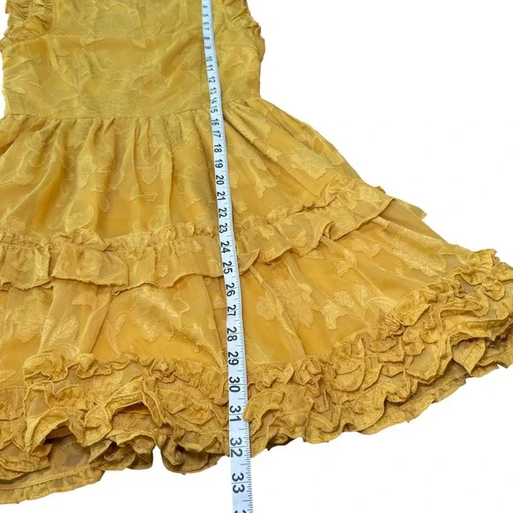Lulus Women's XS Yellow Floral Ruffle Sleeveless Mini Dress - Picture 11 of 12